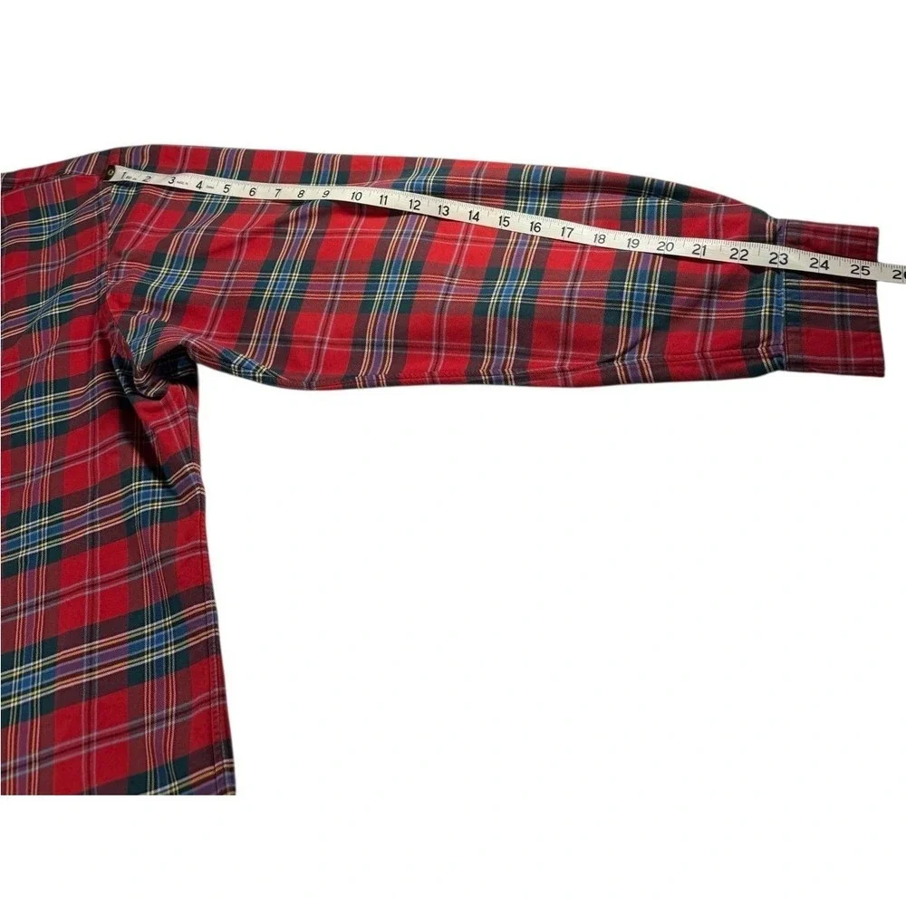 Polo Ralph Lauren Men's Red Tartan Button Down Shirt Long Sleeve Corduroy Trim